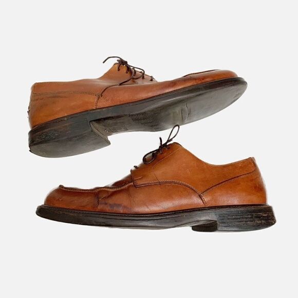 Johnston & Murphy Men's Shoes Oxfords Brown Leather Apron Toe Made in Italy - 10 - Picture 5 of 13